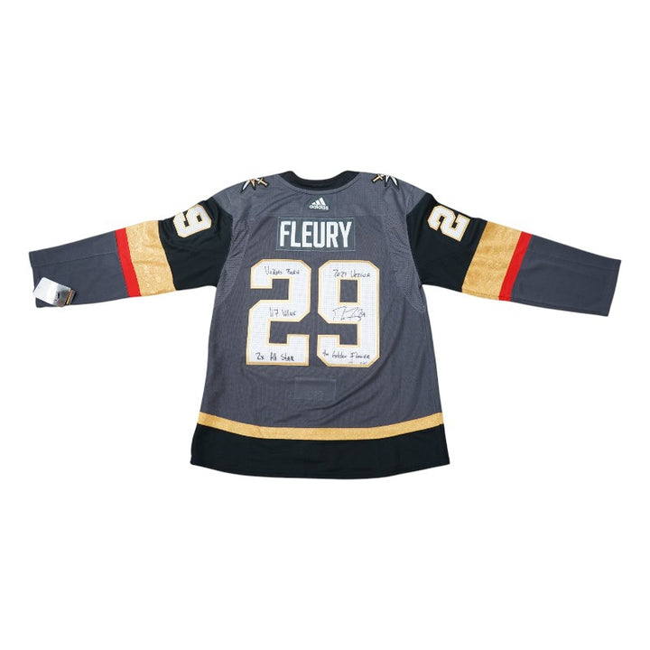 Marc-Andre Fleury Las Vegas Golden Knights Autographed Inscribed Adidas Jersey LE 12/29 Fanatics Auth