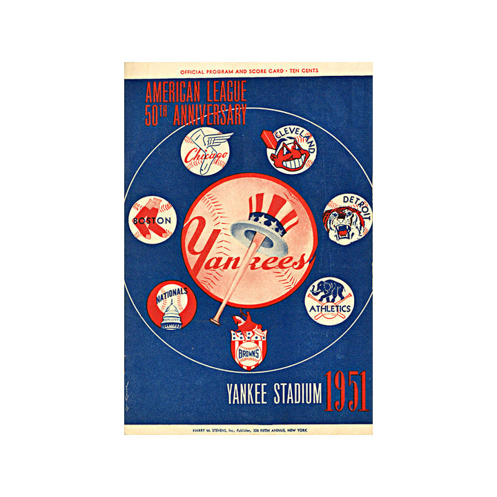 1951 American League 50th Anniversary Official Program and Score Card