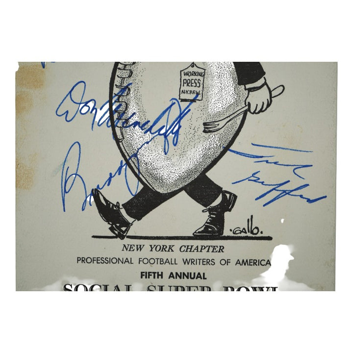 Cosell Gifford Meredith Multi Signed 1972 Football Writers Program SGC Auth