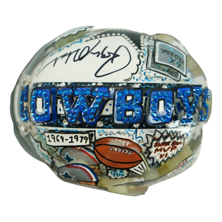 Roger Staubach Dallas Cowboys Autographed Fazzino Pop Art Mini Helmet (Fanatics)