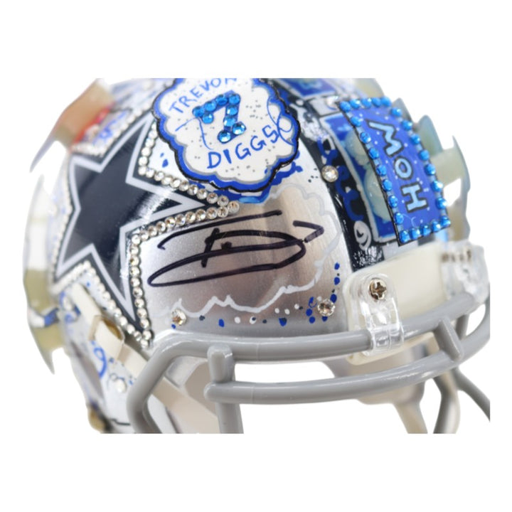 Trevon Diggs Dallas Cowboys Signed Fazzino Pop Art Mini Helmet Fanatics Holo