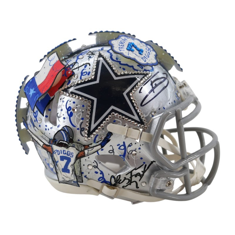 Trevon Diggs Dallas Cowboys Signed Fazzino Pop Art Mini Helmet Fanatics Holo