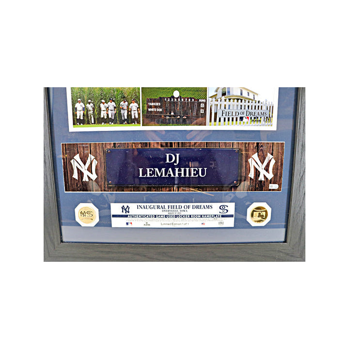 DJ Lemahieu New York Yankees Field Of Dreams Game Used Locker Room Nameplate Framed Photo Coin Mint Collage LE #1/1 (MLB Auth)