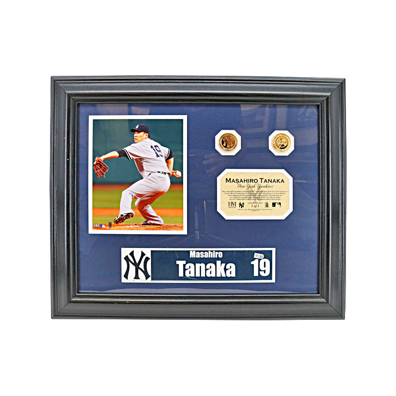 Masahiro Tanaka New York Yankees 2014 Game Used Locker Room Name Plate Framed Photo Mint Collage LE #1/1 (MLB Auth)