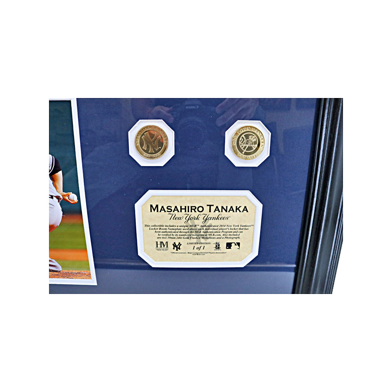 Masahiro Tanaka New York Yankees 2014 Game Used Locker Room Name Plate Framed Photo Mint Collage LE #1/1 (MLB Auth)