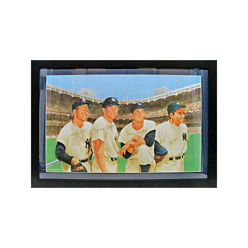 Mantle, Ford, Martin, Berra New York Yankees Multi-Signed Framed Lithograph (JSA LOA)