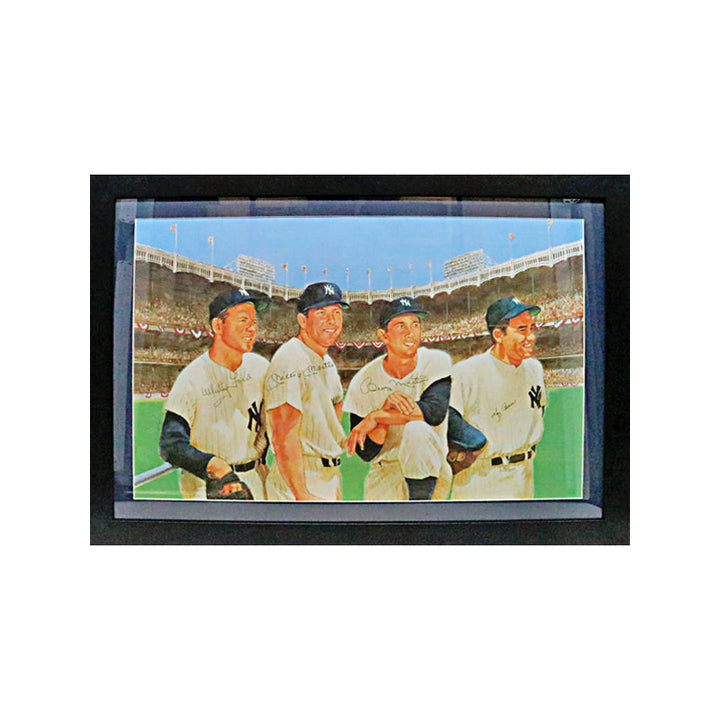 Mantle, Ford, Martin, Berra New York Yankees Multi-Signed Framed Lithograph (JSA LOA)