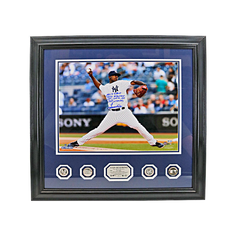 Luis Severino New York Yankees Autographed Signed Inscribed Framed 16x20 Photo Mint Collage LE #1/15 (MLB & Steiner Auth)