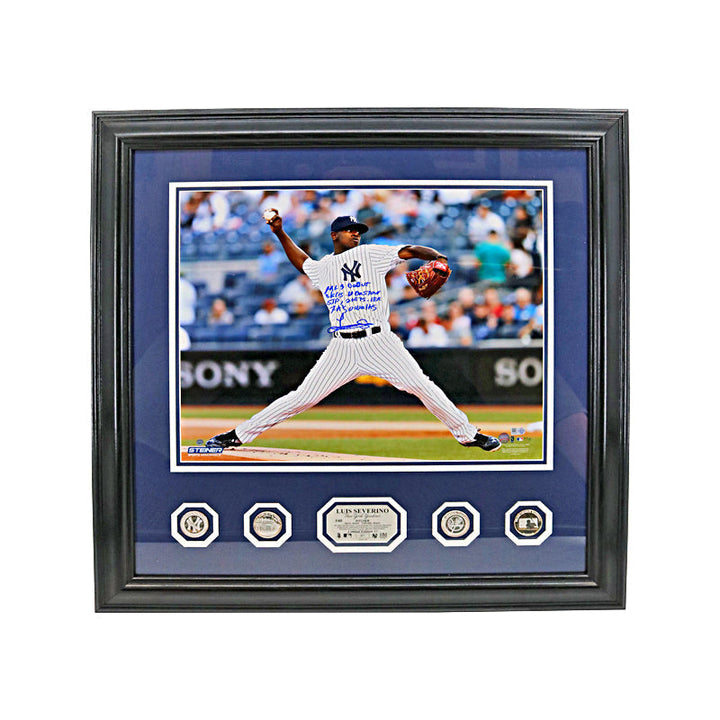 Luis Severino New York Yankees Autographed Signed Inscribed Framed 16x20 Photo Mint Collage LE #1/15 (MLB & Steiner Auth)