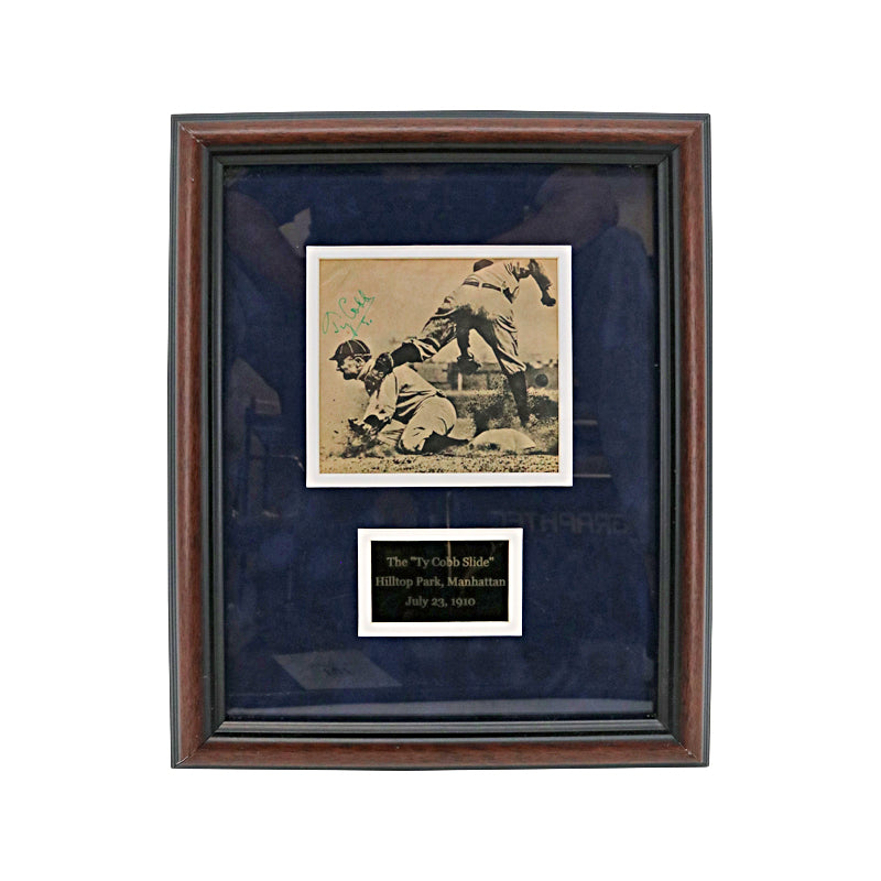 Ty Cobb Detroit Tigers Autographed Signed Framed "Ty Cobb Slide" Photo (HM COA)