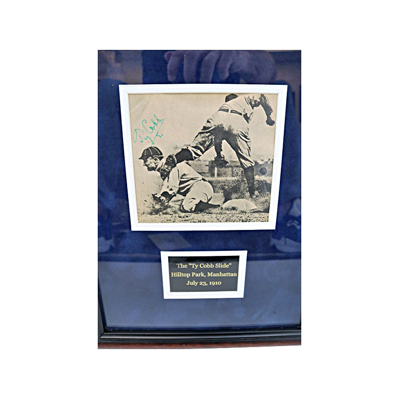 Ty Cobb Detroit Tigers Autographed Signed Framed "Ty Cobb Slide" Photo (HM COA)