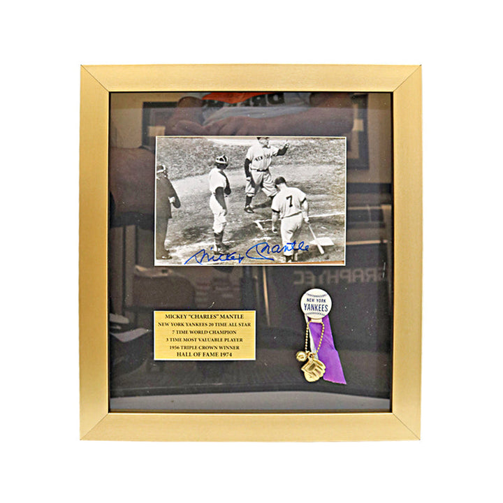 Mickey Mantle New York Yankees Autographed Signed Framed 5x7 Photo Medallion Collage (PSA LOA)