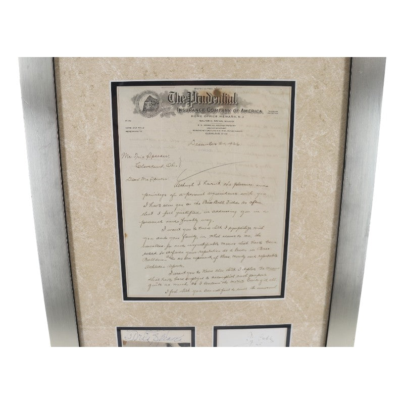 Ty Cobb Tris Speaker Dual Signed Framed Cuts JSA LOA