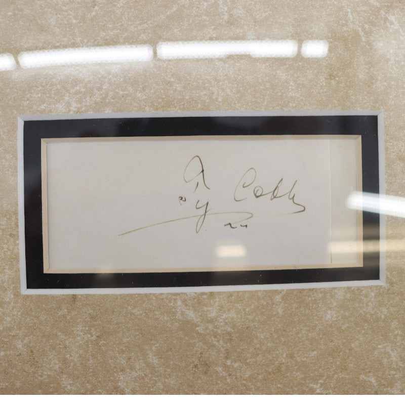 Ty Cobb Tris Speaker Dual Signed Framed Cuts JSA LOA