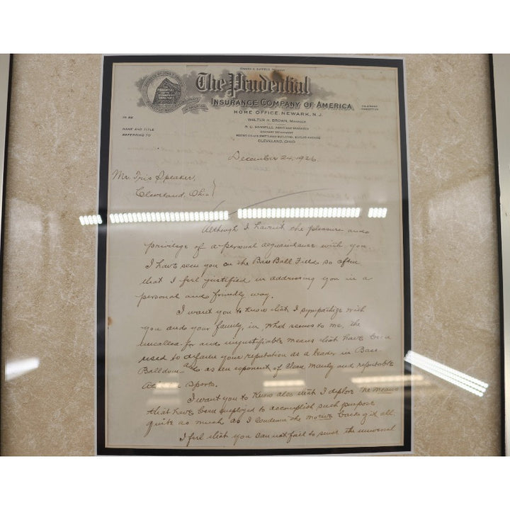 Ty Cobb Tris Speaker Dual Signed Framed Cuts JSA LOA
