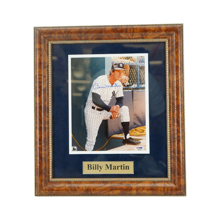 Billy Martin New York Yankees Autographed Framed 8x10 Photo PSA Holo Only