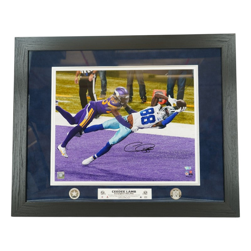 CeeDee Lamb Dallas Cowboys Autographed Framed 16x20 Mint Collage Fanatics Auth