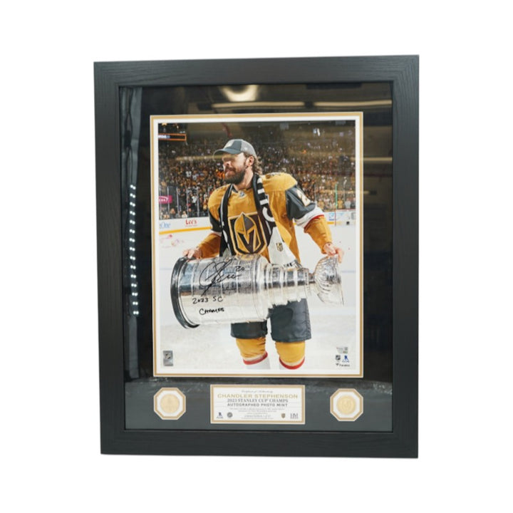 Chandler Stephenson Las Vegas Golden Knights Autographed Inscribed Framed 16x20 Photo Mint Collage Fanatics Auth
