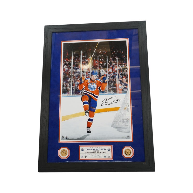 Connor McDavid Edmonton Oilers Autographed Framed 16"x24" Photo Mint Collage LE 97/97 Upper Deck COA