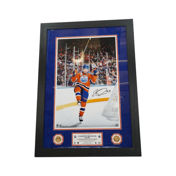 Connor McDavid Edmonton Oilers Autographed Framed 16"x24" Photo Mint Collage LE 97/97 Upper Deck COA