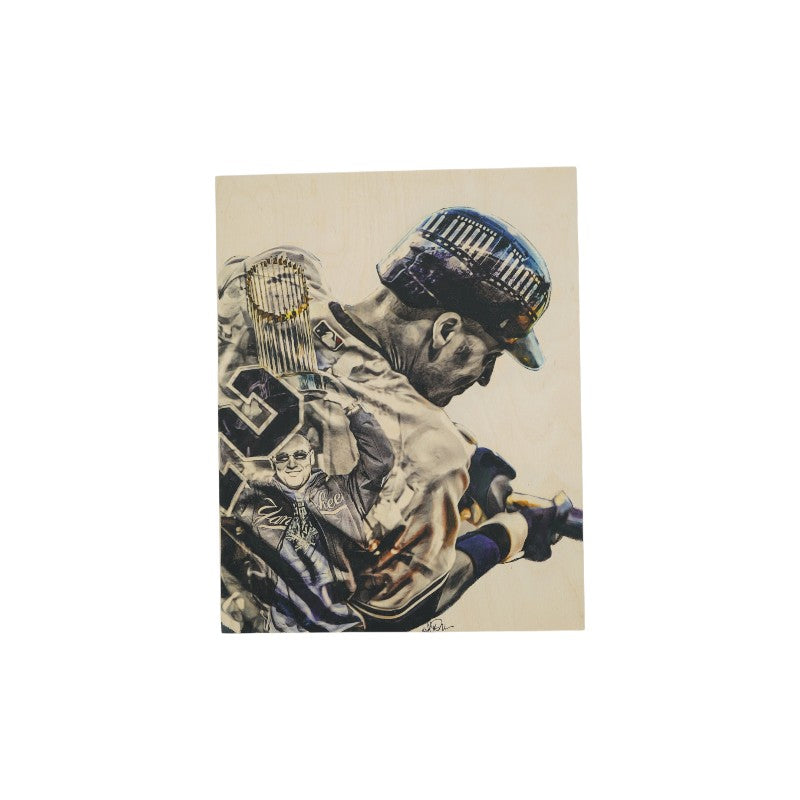 Derek Jeter New York Yankees Captain Lauren Taylor 1 of 1 Original On Wood