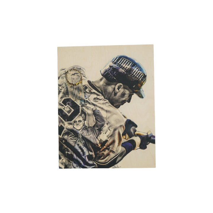 Derek Jeter New York Yankees Captain Lauren Taylor 1 of 1 Original On Wood