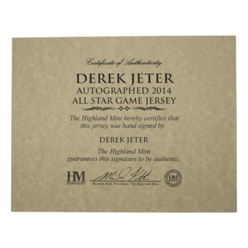 Derek Jeter New York Yankees Autographed Framed 2014 All Star Game Jersey Steiner/MLB Auth