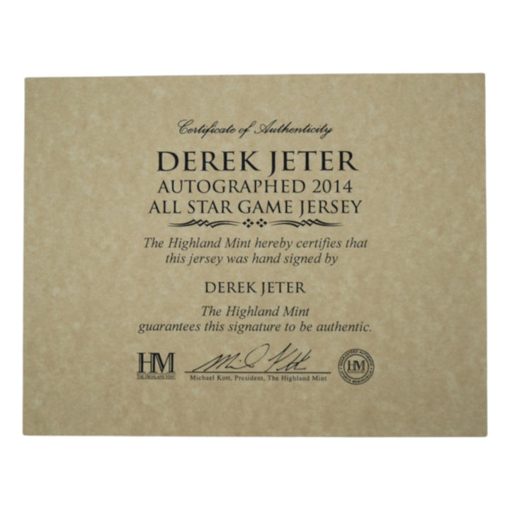 Derek Jeter New York Yankees Autographed Framed 2014 All Star Game Jersey Steiner/MLB Auth