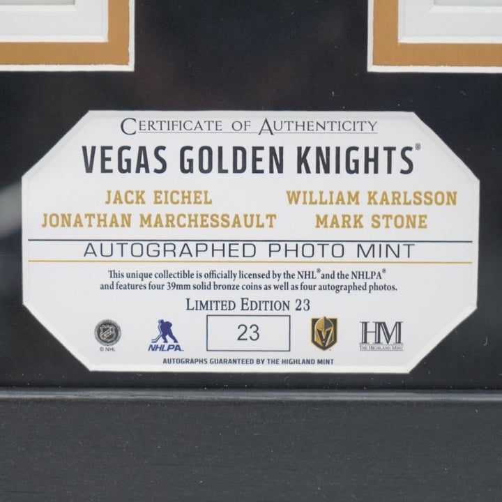 Eichel Marchessault Stone Karlsson Las Vegas Golden Knights Autographed Framed 8x10 Photo Mint Collage Fanatics Auth