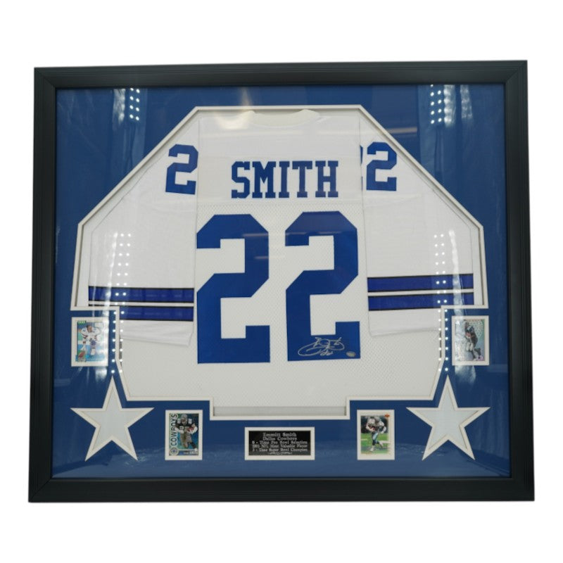 Emmitt Smith Dallas Cowboys Autographed Framed Jersey Mounted Memories COA