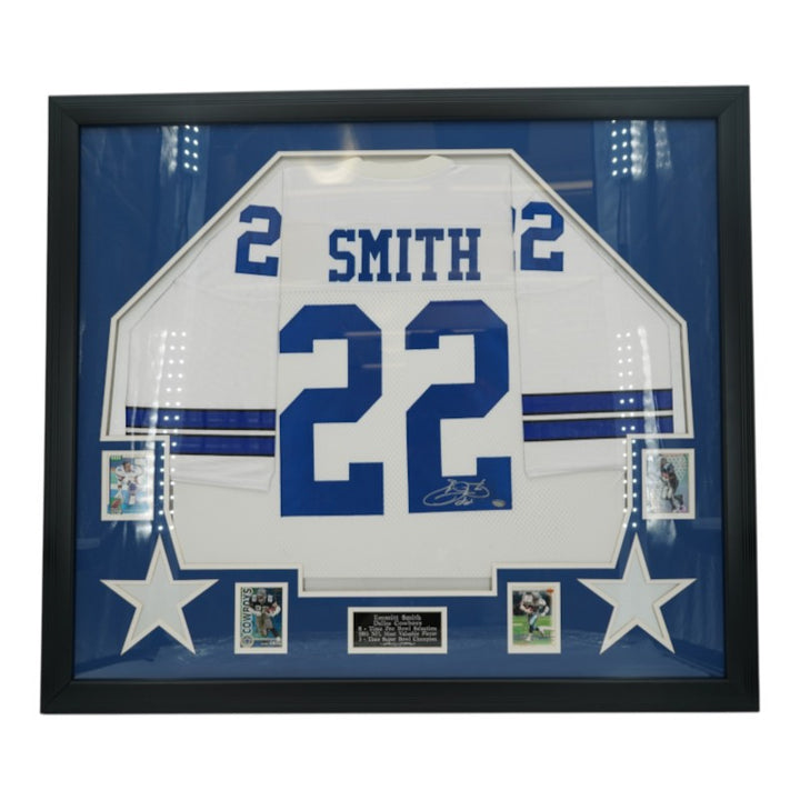 Emmitt Smith Dallas Cowboys Autographed Framed Jersey Mounted Memories COA