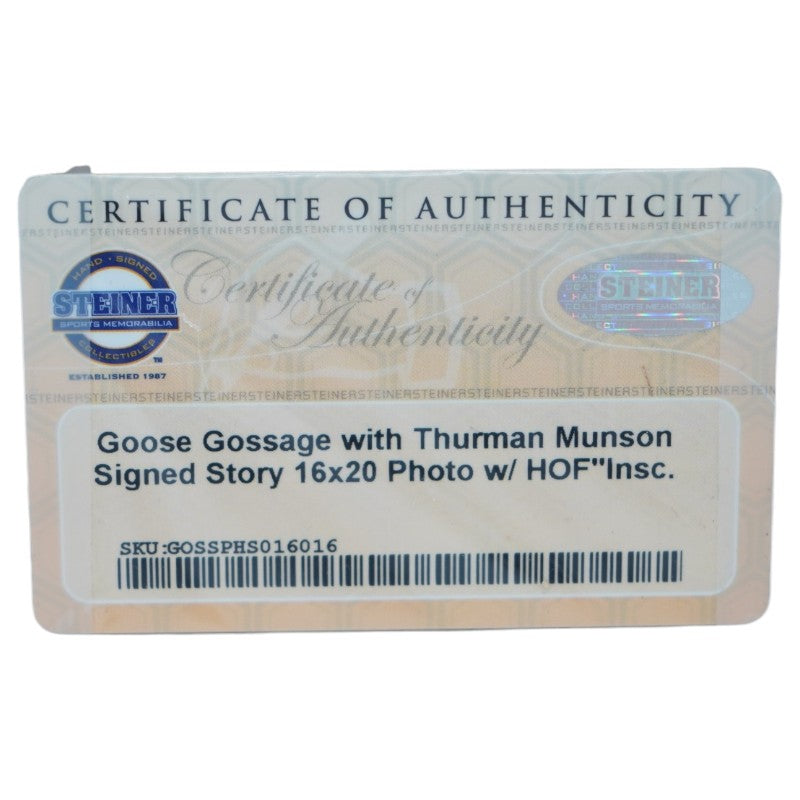 Goose Gossage New York Yankees Autographed Munson Story Inscribed 16x20 Photo Steiner COA