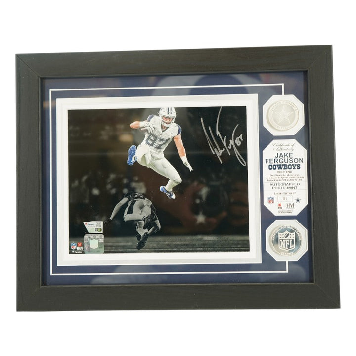 Jake Ferguson Dallas Cowboys Autographed Framed 8x10 Photo Mint Collage Fanatics Auth