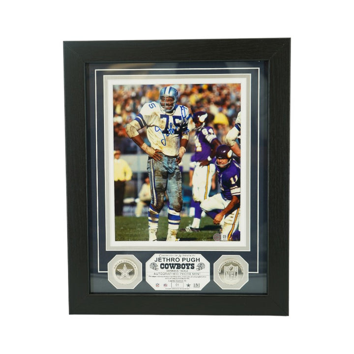 Jethro Pugh Dallas Cowboys Autographed Framed 8x10 Photo Mint Collage SM Auth
