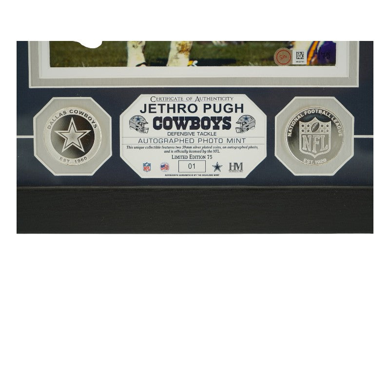 Jethro Pugh Dallas Cowboys Autographed Framed 8x10 Photo Mint Collage SM Auth