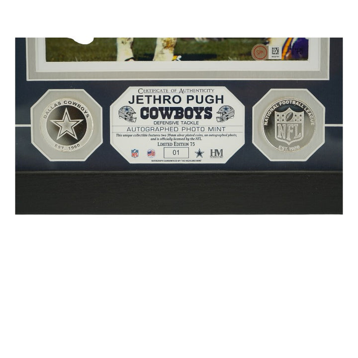 Jethro Pugh Dallas Cowboys Autographed Framed 8x10 Photo Mint Collage SM Auth