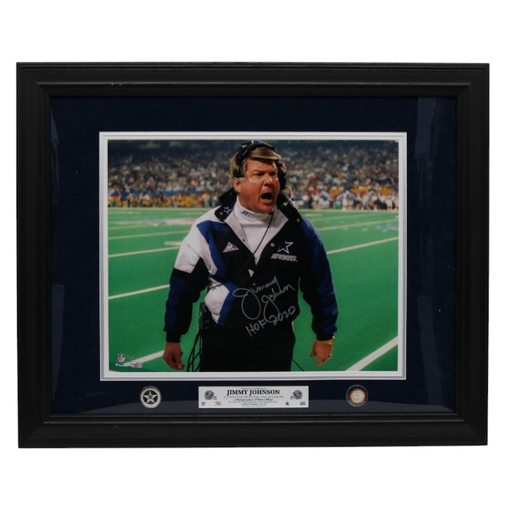 Jimmy Johnson Dallas Cowboys Autographed Inscribed Framed 16x20 Photo Mint Collage LE 1/20 Fanatics Auth