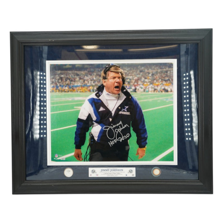 Jimmy Johnson Dallas Cowboys Autographed Inscribed Framed 16x20 Photo Mint Collage LE 1/20 Fanatics Auth