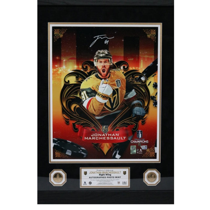 Jonathan Marchessault Las Vegas Golden Knights Autographed Framed 16x20 Photo Mint Collage Fanatics Auth LE 81/81