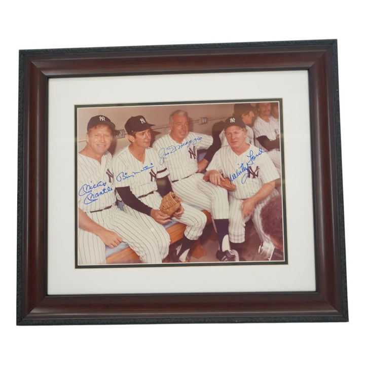 Mantle DiMaggio Martin Ford New York Yankees Multi Signed Framed 8x10 Photo PSA LOA