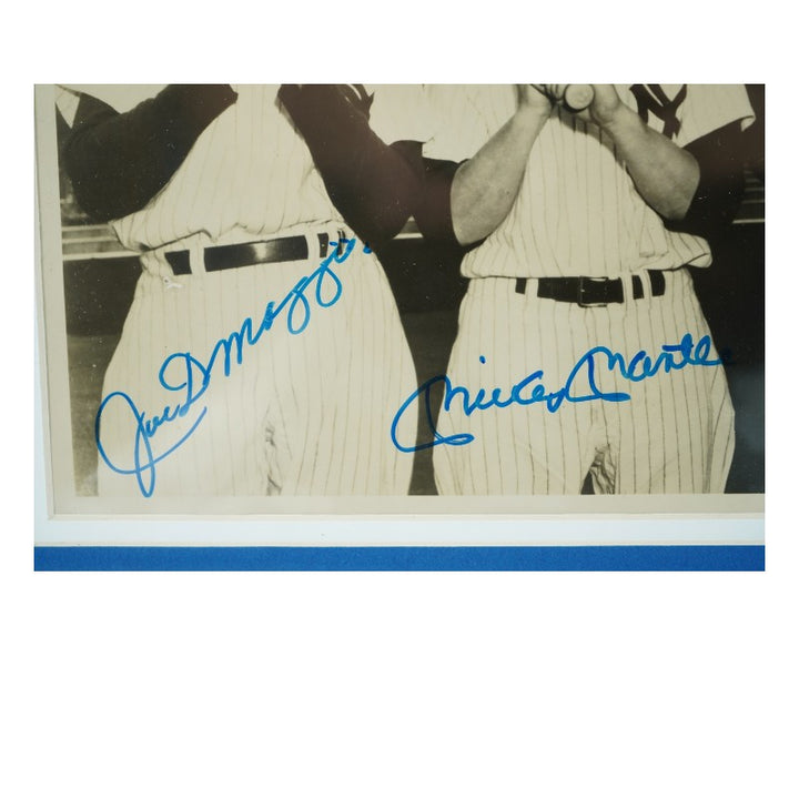 Mantle DiMaggio Williams New York Yankees Autographed Framed 8x10 Photo PSA LOA
