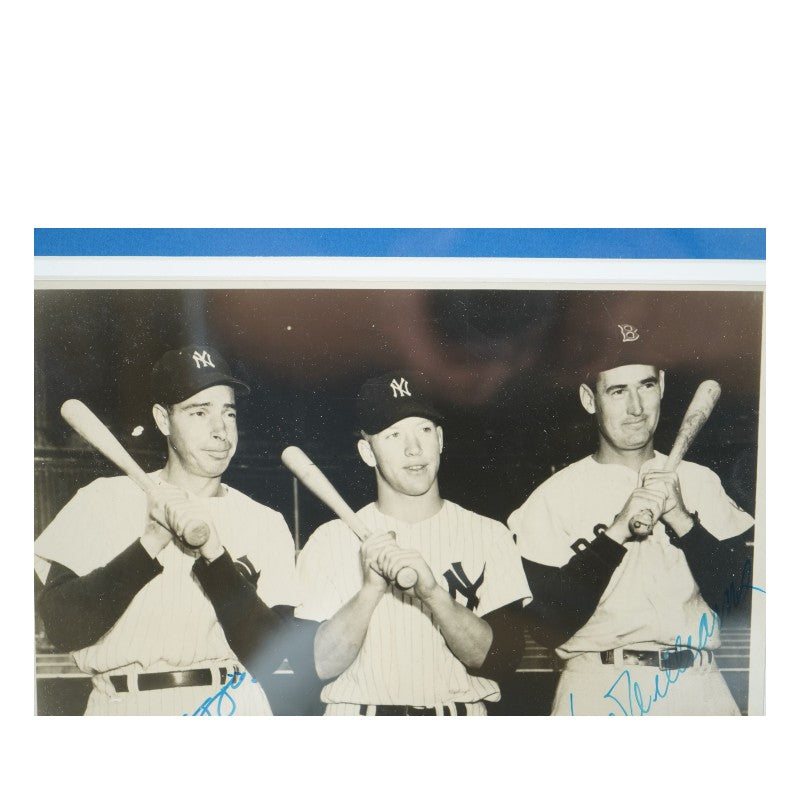 Mantle DiMaggio Williams New York Yankees Autographed Framed 8x10 Photo PSA LOA