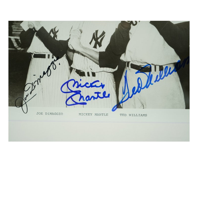 Mantle DiMaggio Williams Yankees Red Sox Autographed Framed 8x10 Photo PSA LOA