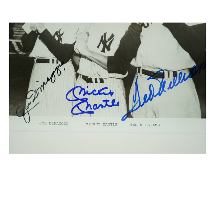 Mantle DiMaggio Williams Yankees Red Sox Autographed Framed 8x10 Photo PSA LOA