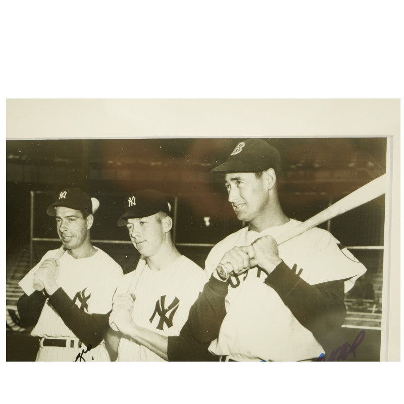 Mantle DiMaggio Williams Yankees Red Sox Autographed Framed 8x10 Photo PSA LOA