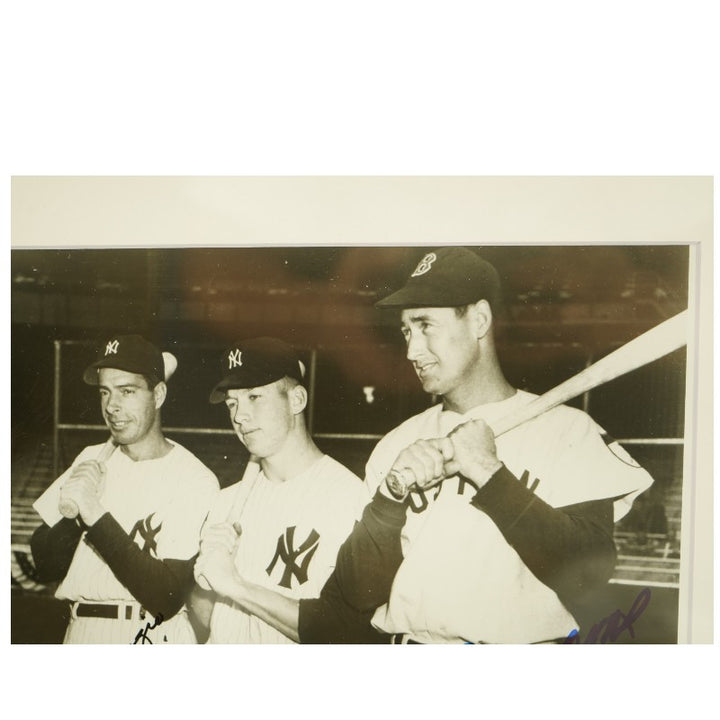 Mantle DiMaggio Williams Yankees Red Sox Autographed Framed 8x10 Photo PSA LOA