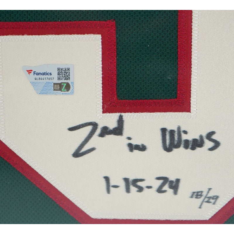 Marc-Andre Fleury Minnesota Wild Autographed Inscribed Framed Green Jersey LE 18/29 Fanatics Auth