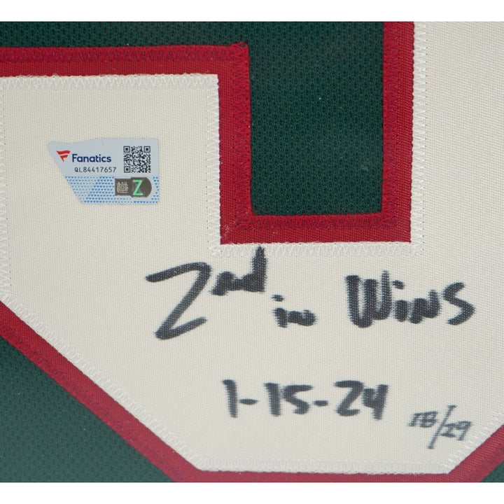 Marc-Andre Fleury Minnesota Wild Autographed Inscribed Framed Green Jersey LE 18/29 Fanatics Auth