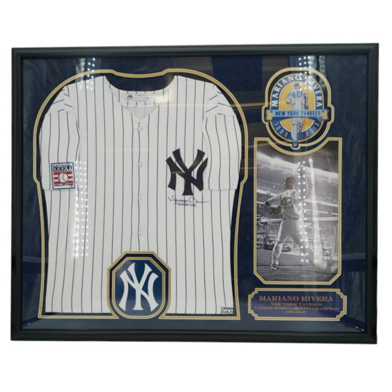 Mariano Rivera New York Yankees Autographed Inscribed Framed Majestic Jersey CX Auth