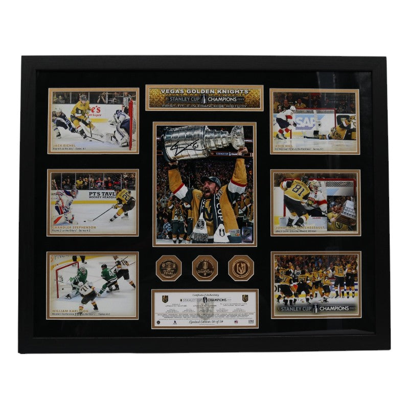 Mark Stone Las Vegas Golden Knights Autographed Framed 8x10 Photo Mint Collage Fanatics Auth LE 50/50
